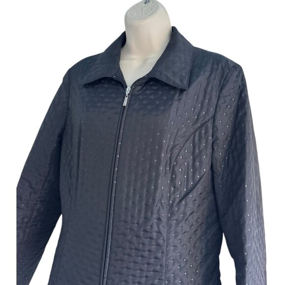 VTG Talbots Woman's Sz 10 Black Textured Polka Dots Zip Up Jacket - Picture 2 of 10